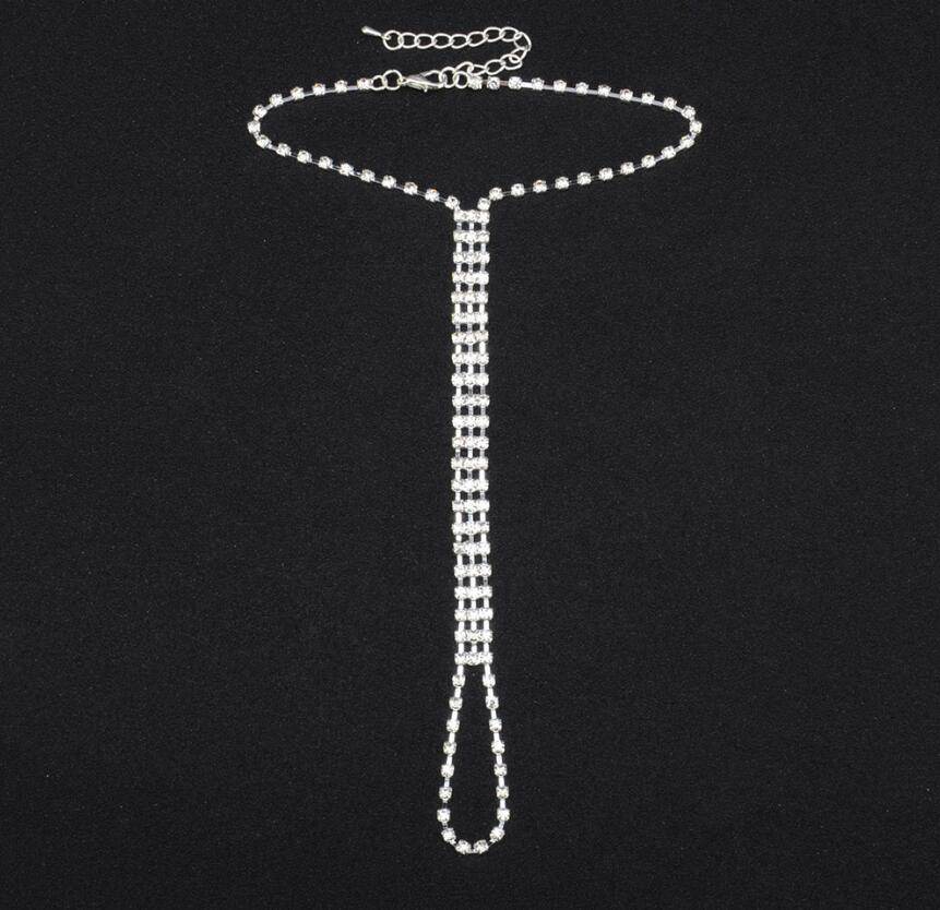 Sexy lady Summer Anklets Bracelet Rhinestone Beach Sandal Leg Chain Boho Crystal Anklet Foot Chain - Mubimart