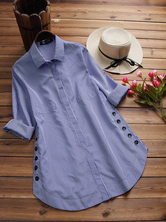 Long-sleeved shirt dress - Mubimart