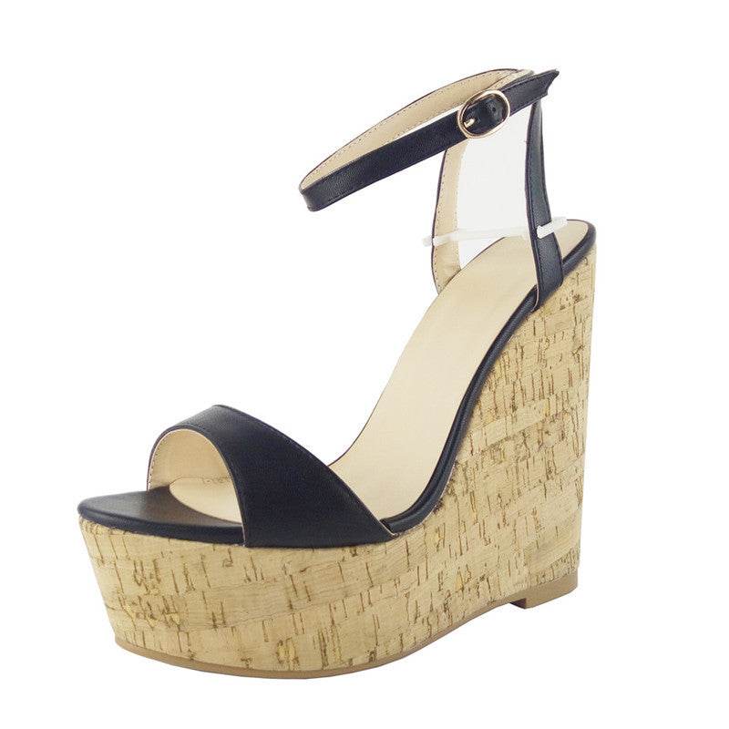 Wood Wedge Platform Sandals - Mubimart