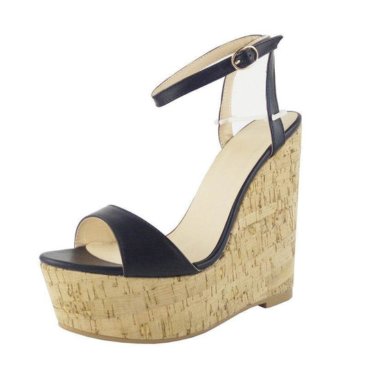 Wood Wedge Platform Sandals - Mubimart