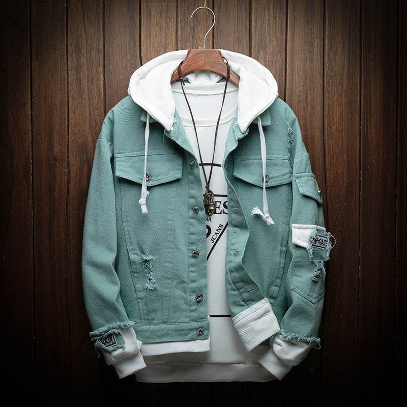 Hooded denim jacket - Mubimart