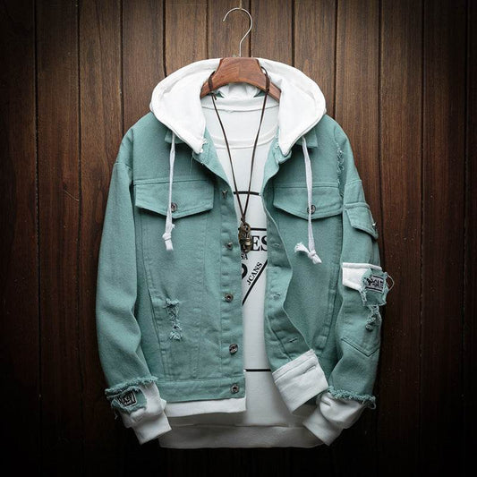 Hooded denim jacket - Mubimart