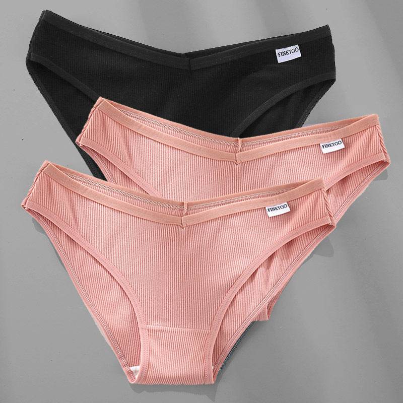 3PCS M-4XL Cotton Panties Female Underwear Sexy Women Briefs - Mubimart