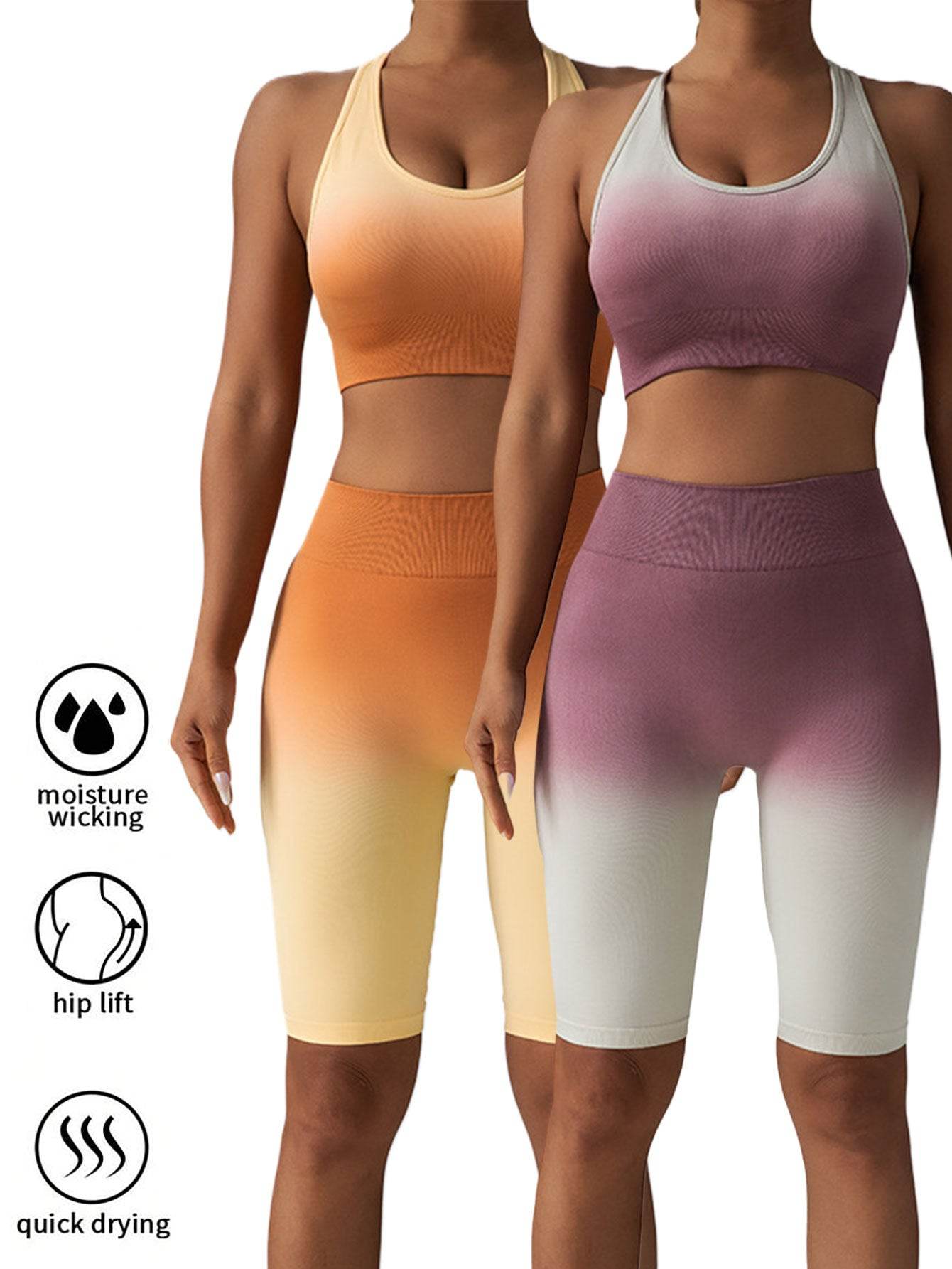 2 Pack Workout Shorts For Women Scrunch Butt Lifting High Waisted Yoga Gym Seamless Booty Biker Shorts - Mubimart