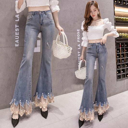 Paneled Micro Flare Pants - Mubimart