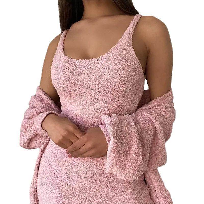 Casual Cotton Slip Dress Suit - Mubimart