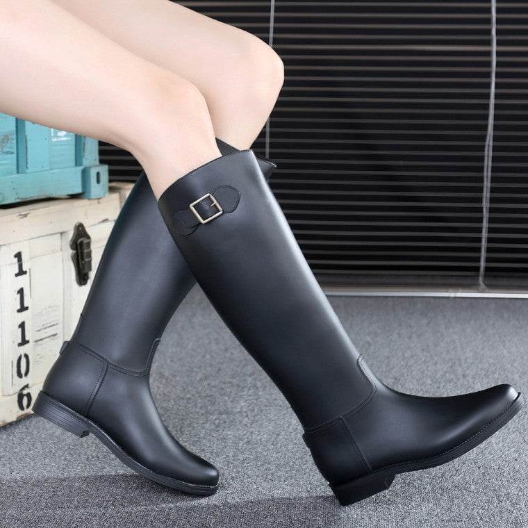 Matte Frosted All-match Tall Slim-fit Rain Boots - Mubimart