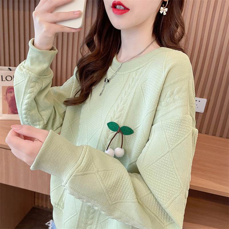 Plus Size Thin Pullover Long Sleeve Top - Mubimart