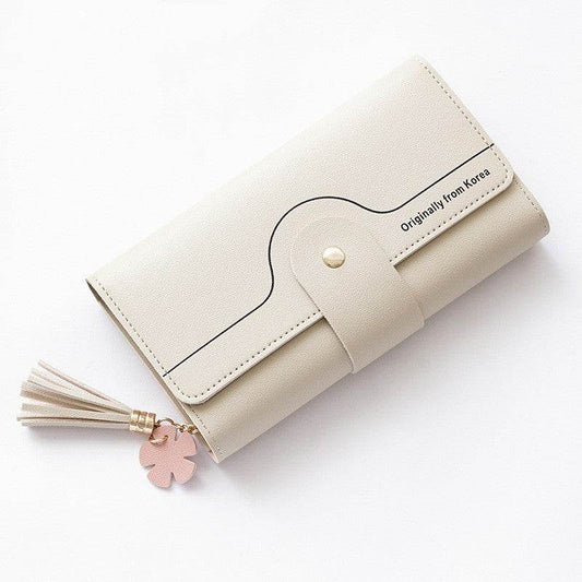 Geometric Alphabet Buckle Clutch Tassel Petal Long Ladies Wallet - Mubimart