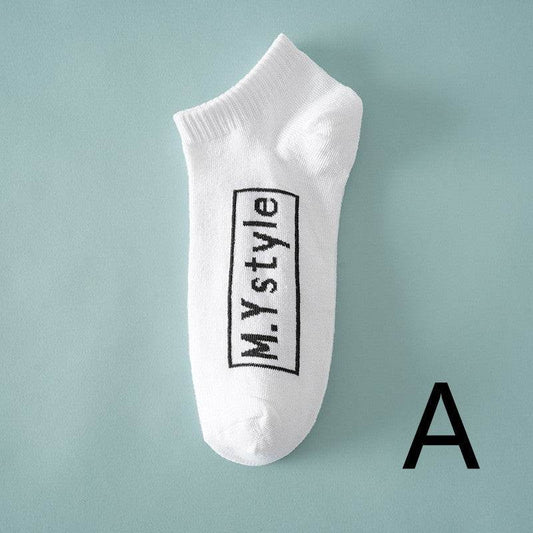 Thin Breathable Socks Low-cut Letter Pattern - Mubimart