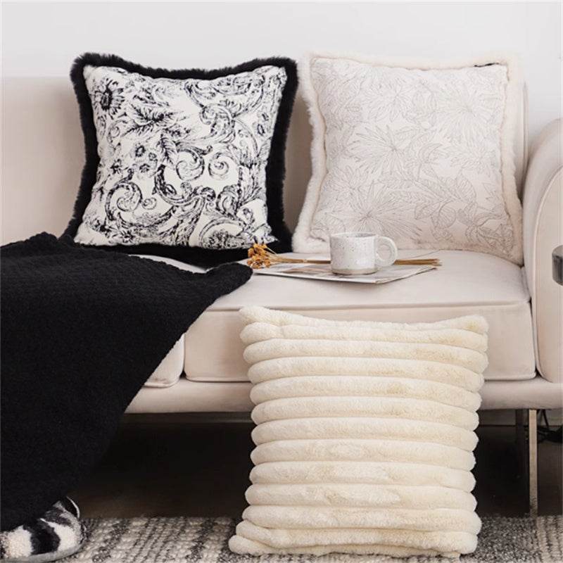 Jacquard Pillow Cover Lumbar Support Pillow - Mubimart