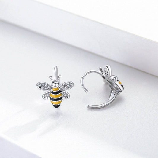 Bee Earrings S925 Sterling Silver Bumble Honey Huggie Hoop Earrings Bee Jewelry Gifts for Women Girls Teen - Mubimart