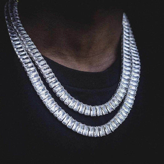 Mens Fashion Simple Rectangular Zirconia Hip Hop Necklace - Mubimart