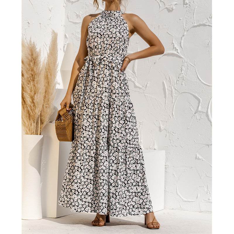 Printed maxi lace dress - Mubimart