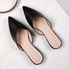 Closed Toe Half Sandals Women's Pointed Toe Flat For Outdoors Lazy Slippers