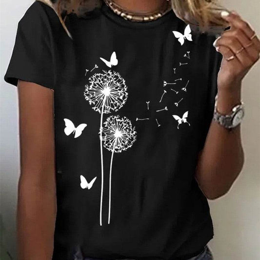 Printed T-shirt Casual Tops For Women - Mubimart