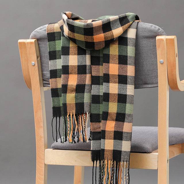 Mens And Girls Neckwear Cashmere Check Childrens Scarf - Mubimart