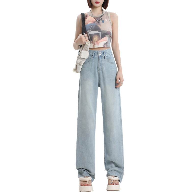 Fashion Tencel Wide-leg Jeans For Women - Mubimart