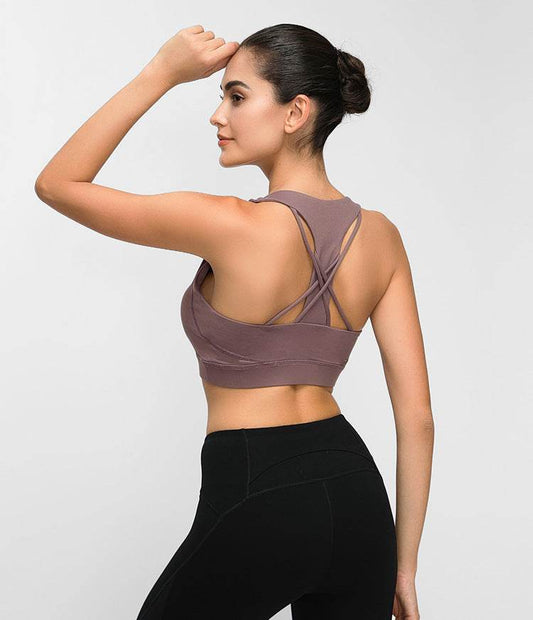 Contrast-panel sports bra - Mubimart
