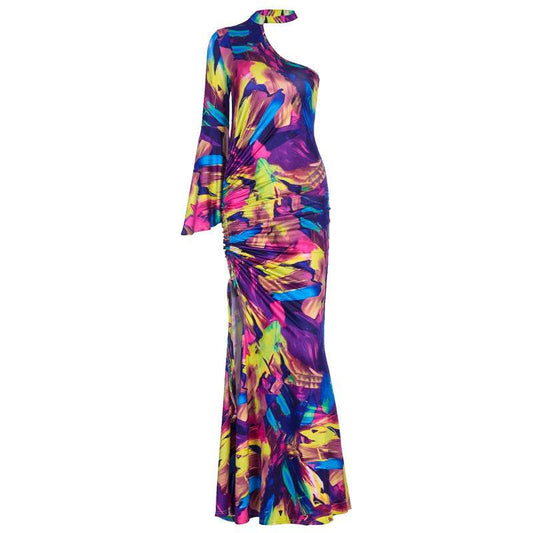 Split dress printed midi skirt - Mubimart