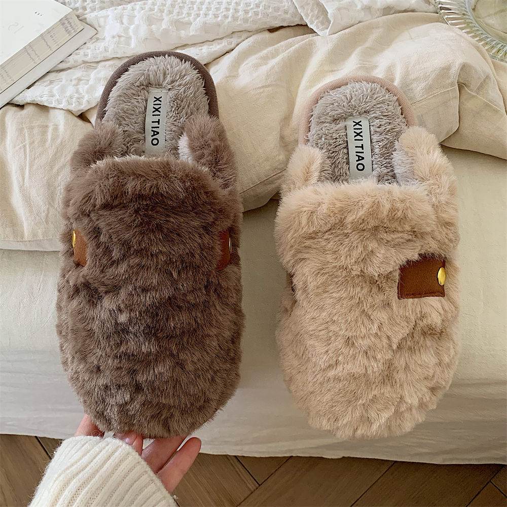 Warm Baotou Cotton Slippers For Women - Mubimart