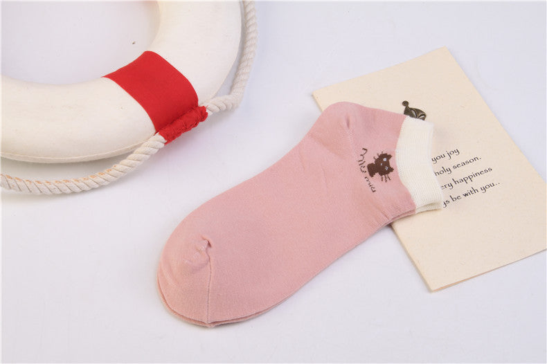 Summer CAT Warm Comfortable Cotton Girl Women's Socks Ankle Low Female - Mubimart -  