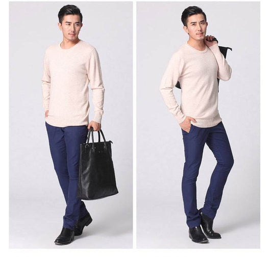 Round neck sweater sweater loose cashmere sweater - Mubimart