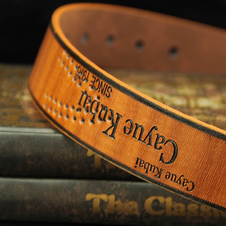 Pin buckle belt men's belt retro hollow casual belt - Mubimart