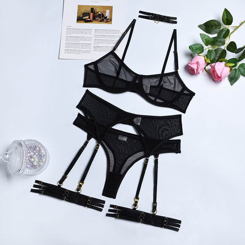 Three-piece Sexy Lingerie Garter Belt - Mubimart