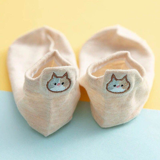 Socks Women's Socks Low Top Shallow Mouth Cotton Cute Japanese Style Cartoon Three-dimensional Heel Cat Boat Socks Spring And Summer Isn Fashion - Mubimart