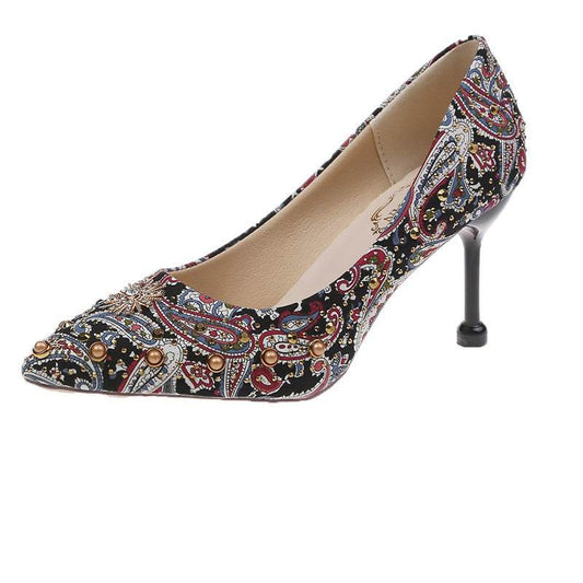 Rivet heels cat heels - Mubimart