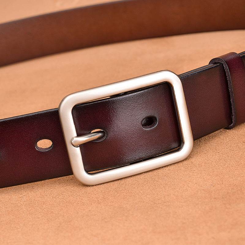 Leather belt buckle belt - Mubimart