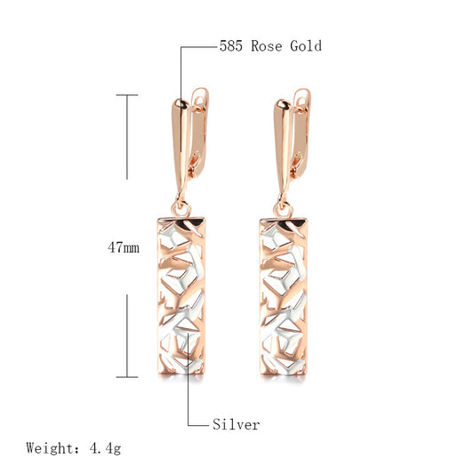Popular Hollow Carved Two Color Tag Earrings