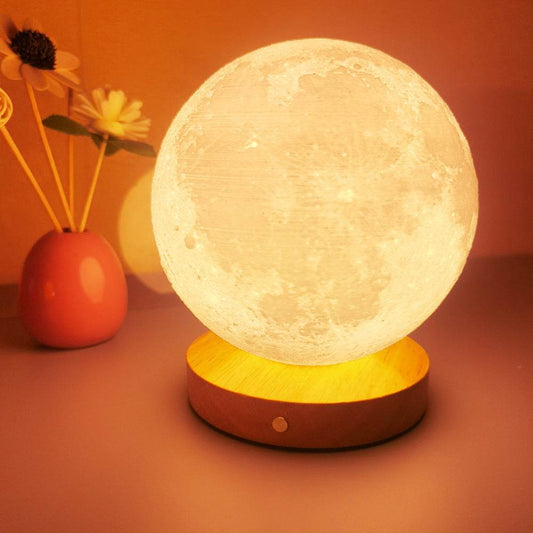 Rotating Sleeping Moon Small Night Lamp - Mubimart