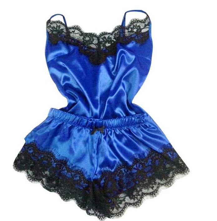 Women's Sling Pajamas Emulation Silk Nightgown Plus Size Home Underwear Nightdress - Mubimart