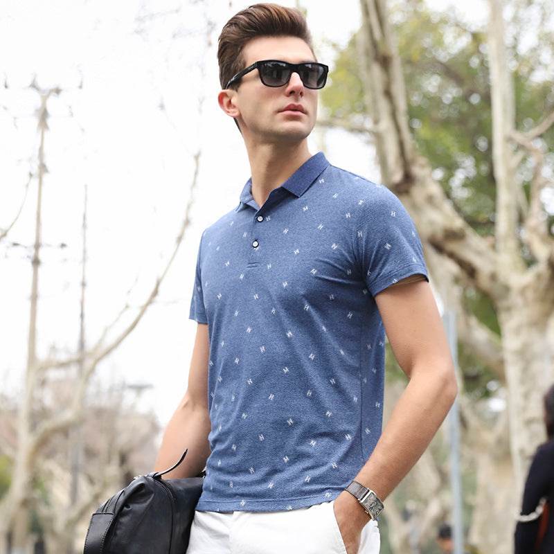 Lapel T-shirt letter POLO shirt - Mubimart