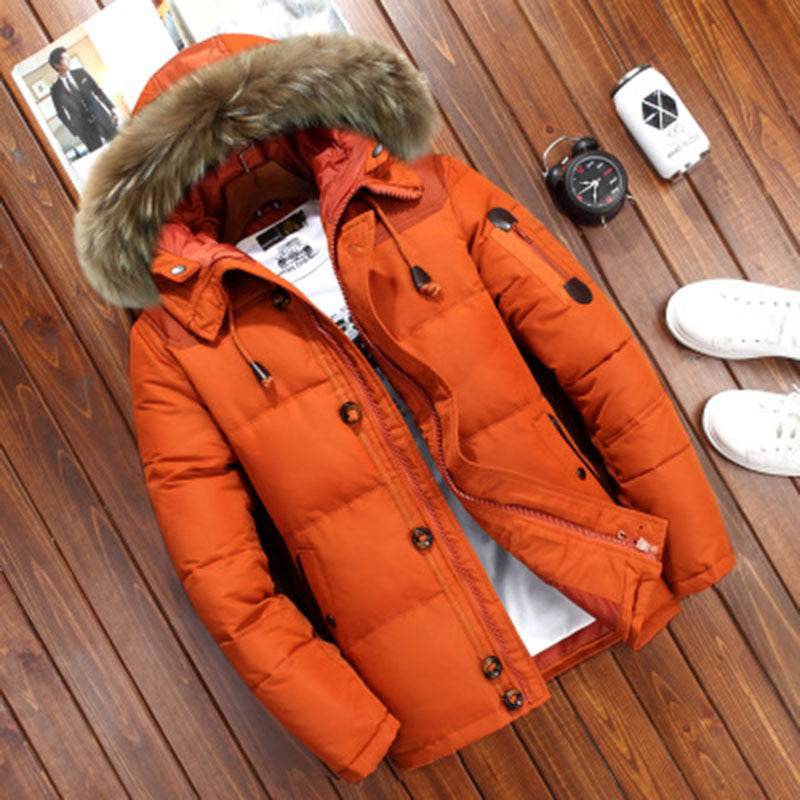Men's down jacket short white duck down - Mubimart