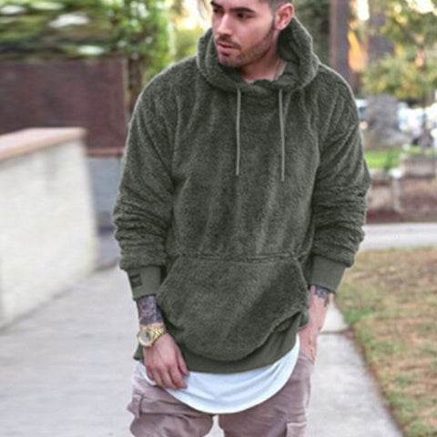 Mens Winter Warm Sweatshirt Hooded Pullover Sportswear Tops - Mubimart