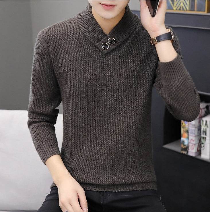 Lapel pullover sweater - Mubimart