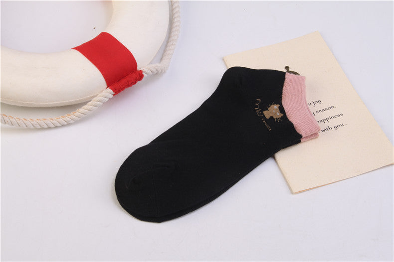 Summer CAT Warm Comfortable Cotton Girl Women's Socks Ankle Low Female - Mubimart -  