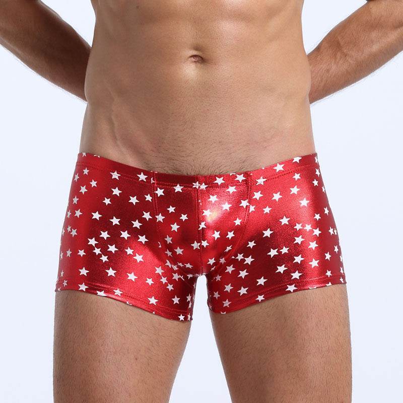 Men's Patent Leather Boxer Briefs - Mubimart