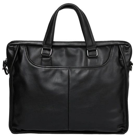 Men's Portable Leather Leisure Briefcase - Mubimart