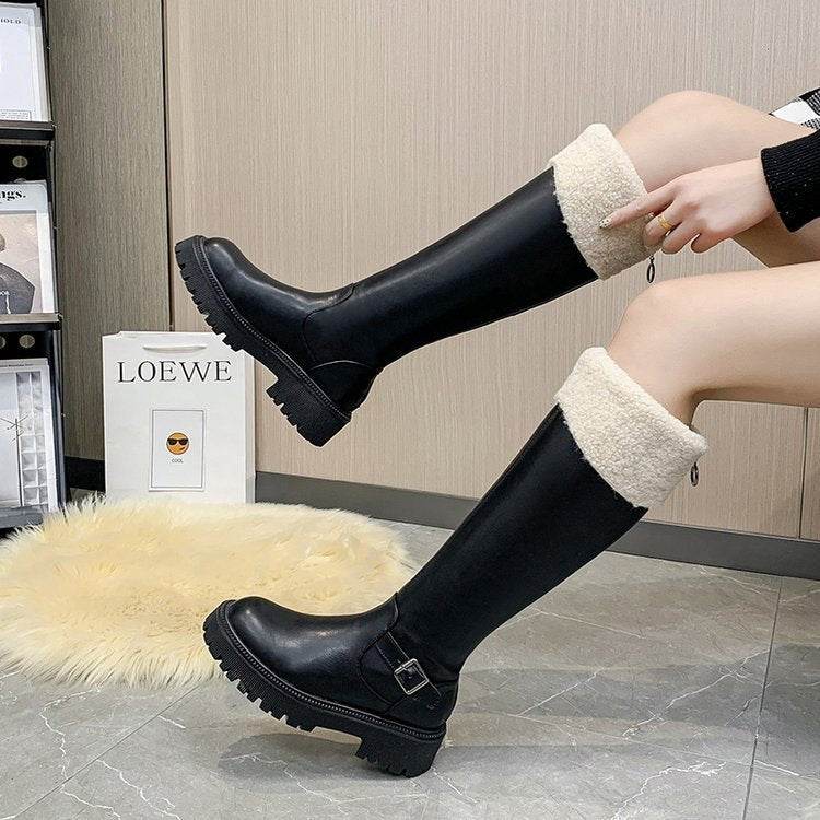 Plus Velvet Was Thin Snow Boots Tall And Thin Boots - Mubimart