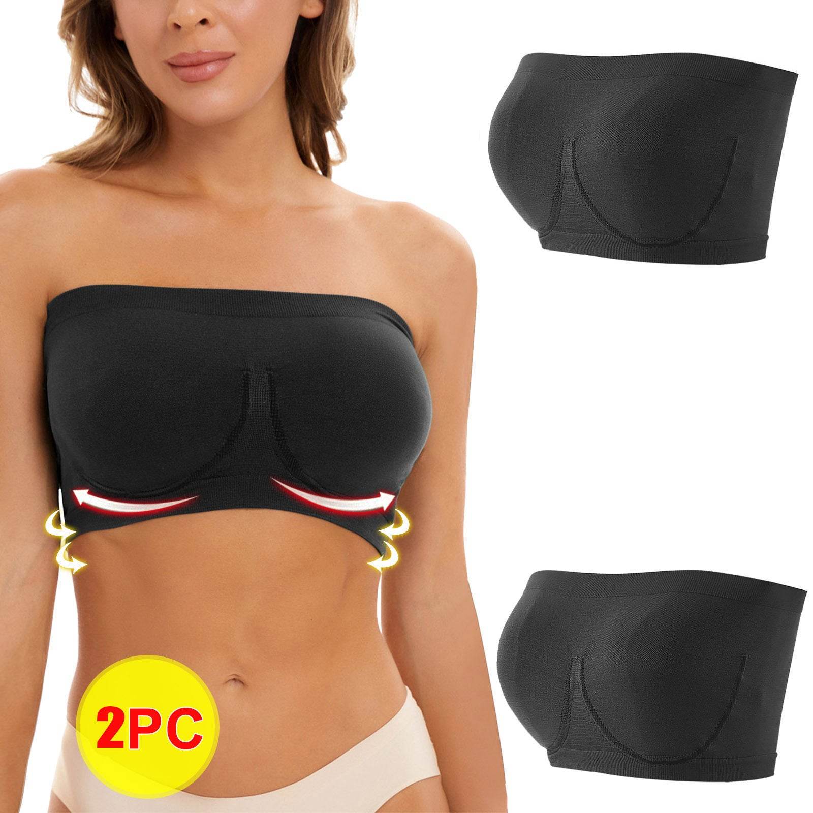 Plus Size Women's Seamless Bandeau Bra - Mubimart