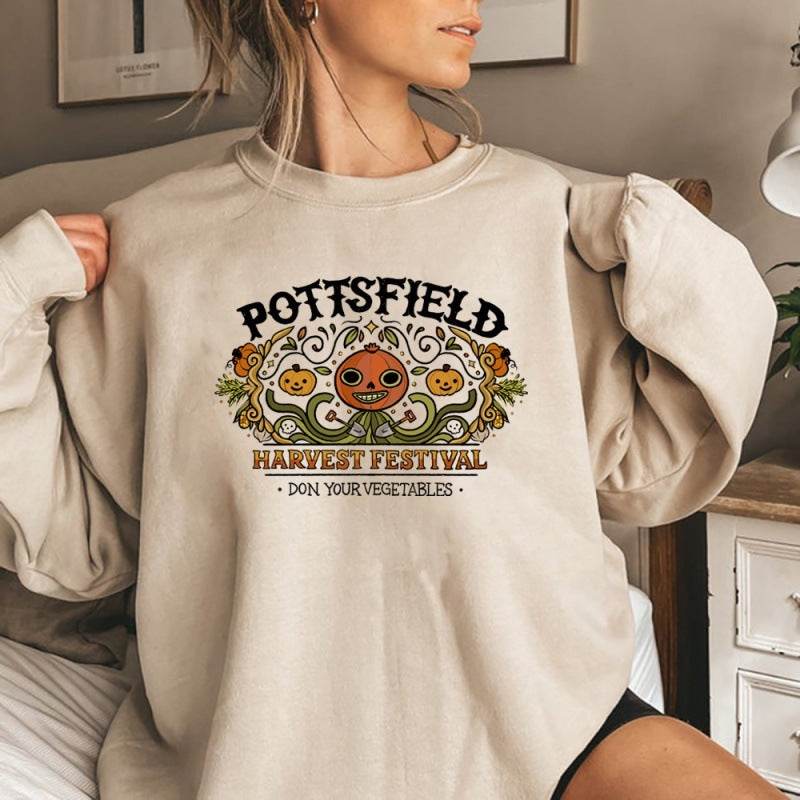 Women's Halloween Pumpkin Print Sweatshirts - Mubimart