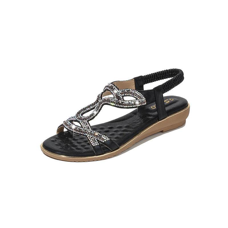 Rhinestone Sandals Bohemia Wedge Sandals Women - Mubimart