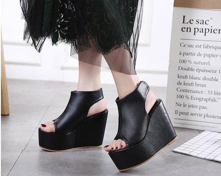 Stylish wild wedge sandals - Mubimart