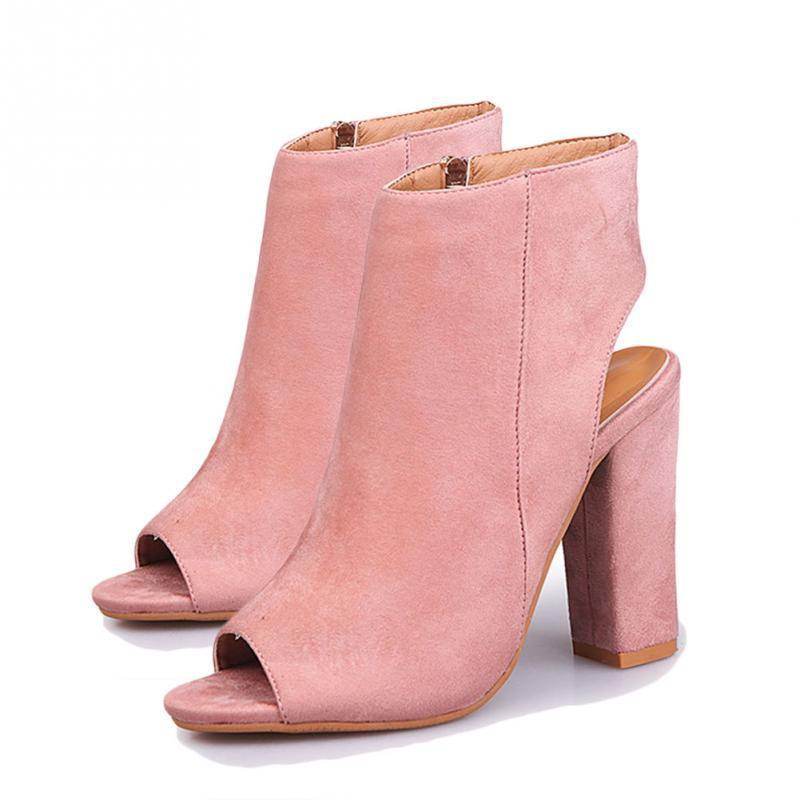 High Heel Chunky Fishbill Booties - Mubimart