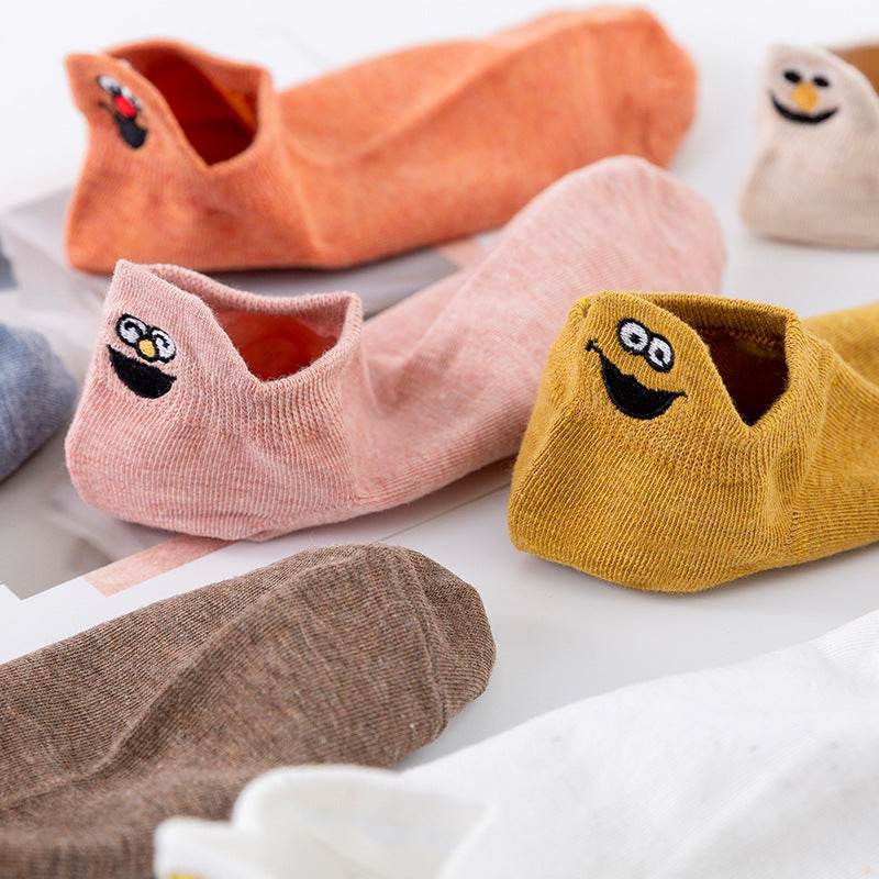 Socks Women's Socks Shallow Mouth Cotton Boat Socks Couples Mid-tube Low - Mubimart