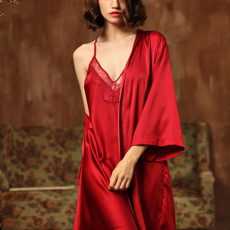 Nightgown lace thin pajamas - Mubimart - Nightgown 